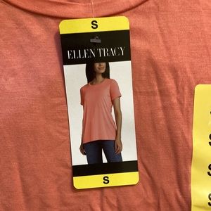 Ellen Tracy Tunic-length Classic Knit T Shirt Size Small Coral Peach